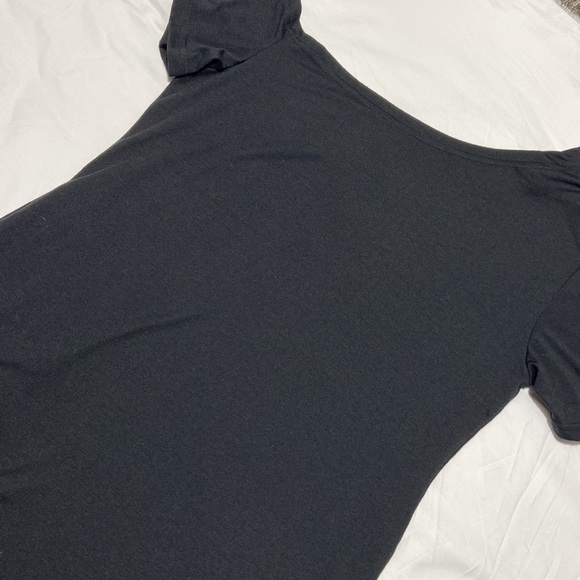 SHEIN T-shirt Dress. Black. Medium. Unique Neckline. Pockets. - Picture 2 of 6
